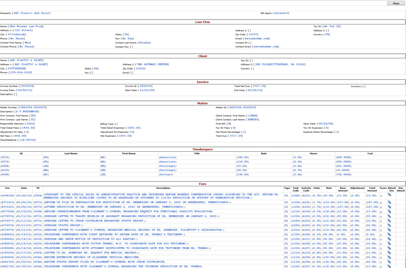 ebilling hub old invoice screen